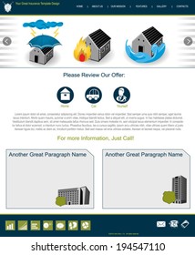 Website template design along with icons and images. Insurance related.