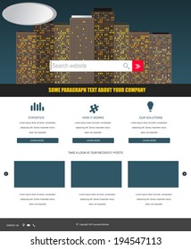 Website template design along with icons and images. Urban cities.