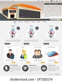 Website template design along with icons and images. Online shopping