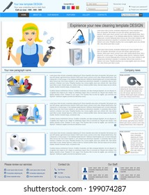 Website template design along with icons and images. Cleaning service 