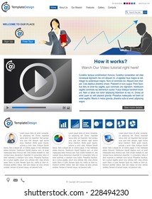 Website template design along with icons and images. Business