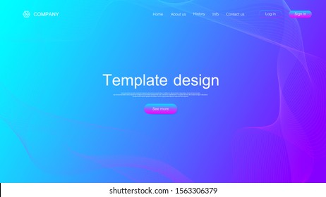 Website template design. Asbtract scientific background with colorful dynamic waves, hexagonal innovation pattern. Modern landing page for websites or apps. Vector illustration