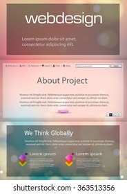 website template design with blurred background