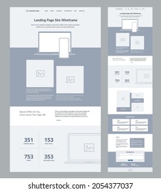 Website Template Design. Business Interface. Landing Web Page Site Wireframe.