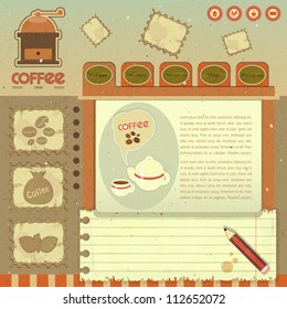 Website template design - coffee icons and elements site - vector illustration