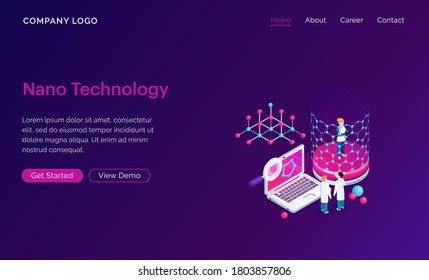 Website Template Design. Concept For  Nano Technology. Modern Vector Illustration  For Website And Mobile Website Development. Easy To Edit And Customize.