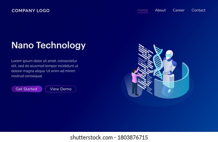 Diseño de plantillas de sitio web. Concepto para la tecnología Nano.  Ilustración vectorial moderna para el desarrollo de sitios web y sitios web móviles. Fácil de editar y personalizar.