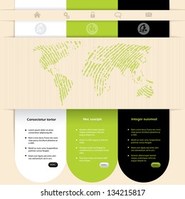 Website template design with contrast colors and different options