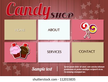 Website template design elements, candy shop