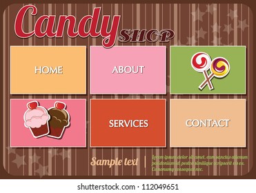 Website template design elements, candy shop