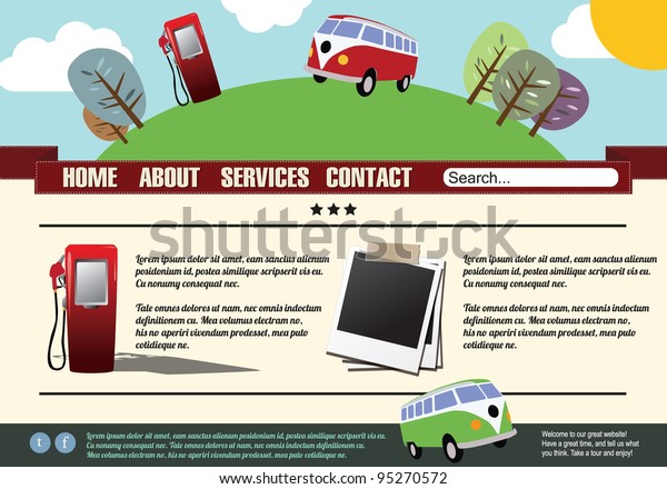 Website\
template design elements, gas pump, vintage\
style