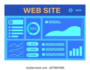 Website template design. Flat vector illustration concept of web page design for website and mobile website development. Сharts. Statistics. Electronic health record