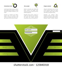 Website template design in green and black color