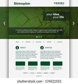 Website Template Design with Green Header