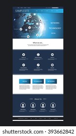 Website Template Design With Header Design - Network Concept Background