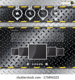 Website template design with industrial and metallic elements