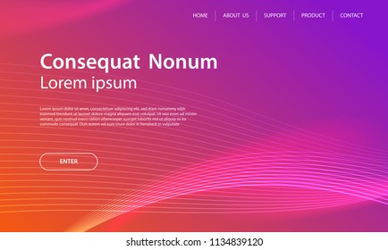 Website template design and landing page line dynamic shapes background. Vector illustration for apps development, mobile, ui template. 