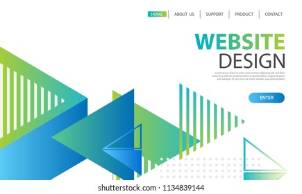 Website template design and landing page geometric shapes background. Vector illustration for apps development, mobile, ui template. 