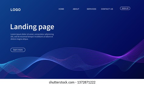 Website template design. Landing page Modern design for website. Abstract lines wave background. Vector illustration