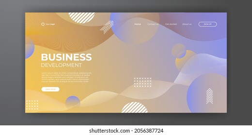 Website template design and landing page line dynamic shapes blue background. Vector illustration for apps development, mobile, ui template