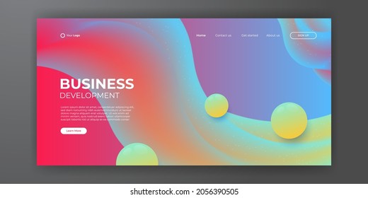 Website template design and landing page line dynamic shapes blue background. Vector illustration for apps development, mobile, ui template
