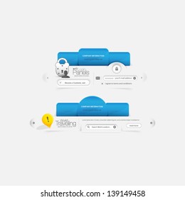 Website template design menu navigation elements with icons