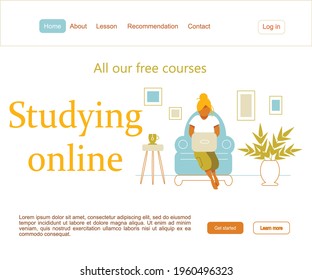 Website template design. Modern flat vector illustration concept of web page design for website and mobile website development. Education online, studying, learning template design. Header concept. 