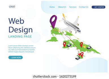 Website template design. 
Modern Parcel package order tracking flat 3d isometry isometric business online store shop delivery concept Suitable for Diagrams, Other Graphic Related Assets
