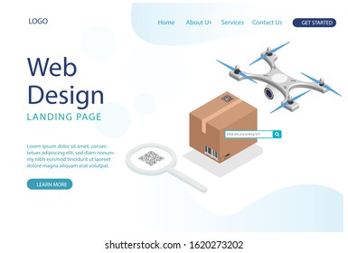 Website template design. 
Modern Parcel package order tracking flat 3d isometry isometric business online store shop delivery concept Suitable for Diagrams, Other Graphic Related Assets