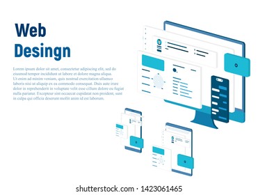Website template design. Modern vector illustration concept of web page design for website and mobile website development. Easy to edit and customize.