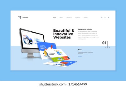 Website template design. Modern vector illustration concept of web page design for website and mobile website development. Easy to edit and customize.