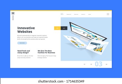 Website template design. Modern vector illustration concept of web page design for website and mobile website development. Easy to edit and customize.