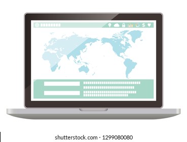 Website template design on a PC - Flat design illustration