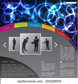Website template design with plasma effect header