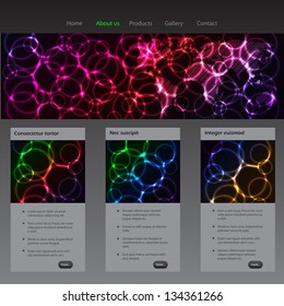 Website template design with plasma and laser effect