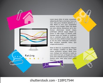 Website template design with product description and rating
