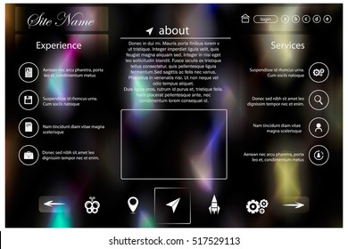 Website template design. Sliding model website with colorful soft background. Vector EPS 10