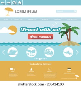 Website Template Design For Travel Agency - Vector Illustration