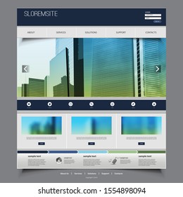 Website Template Design for Your Business with Skyscrapers -  Vector Illustration