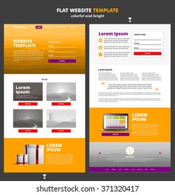 Website template design for your business in red and orange colors. Modern flat website template design. EPS 10