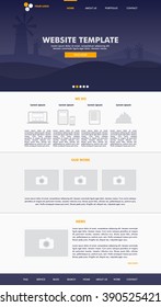 Website template design for your business in grey and blue colors. Modern flat website template design. EPS 10