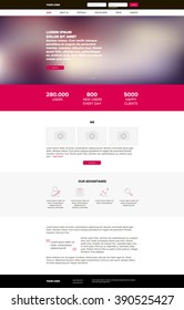 Website template design for your business in black and pink colors. Modern flat website template design. EPS 10