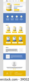 Website template design for your business in yellow and blue colors. Modern flat website template design. Clean one page website template EPS 10