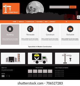 Website template Design for Your Business and construction or maybe taken to the web about Halloween full moon night. The most beautiful header background. Vector illustration