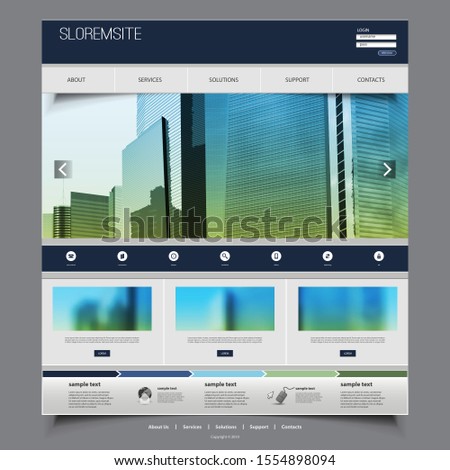 Website Template Design for Your Business with Skyscrapers -  Vector Illustration