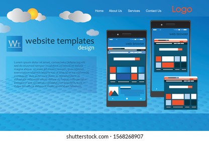 website template designs. Modern flat design vector illustration concepts of web page design for website and mobile website development