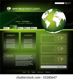 Website template with Earth, vector