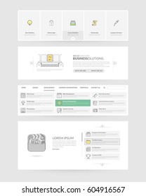 Website template elements with concept icons.
Collection of various elements for web page navigation.