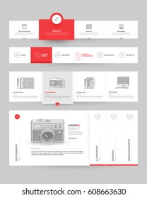 Website template elements with concept icons.
Collection of various elements for web page navigation.