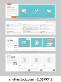 Website template elements with concept icons.
Collection of various elements for web page navigation.